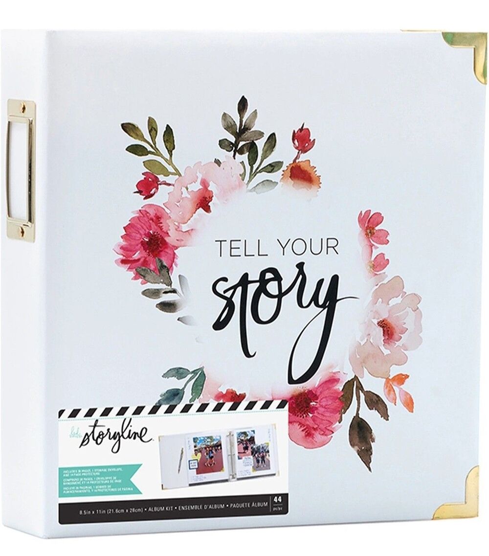 Heidi Swapp Storyline, 3 Ring Album, 8.5"X11"-White Floral, 28 Pages, 14 Protect